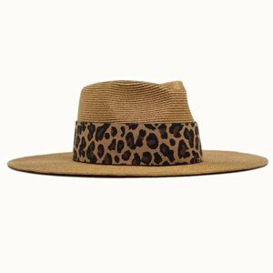 Straw Rancher Hat, Structured Straw Hat with removeable leopard band